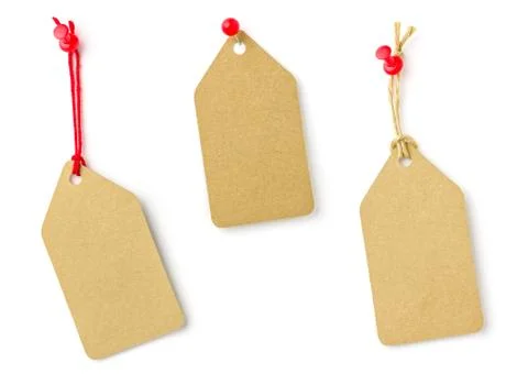Collection of tags on a white background Stock Photos