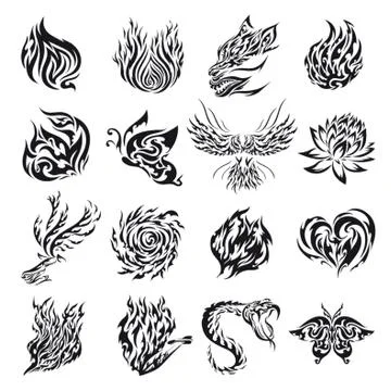 Collection Of Tattoo Design Illustrazione stock