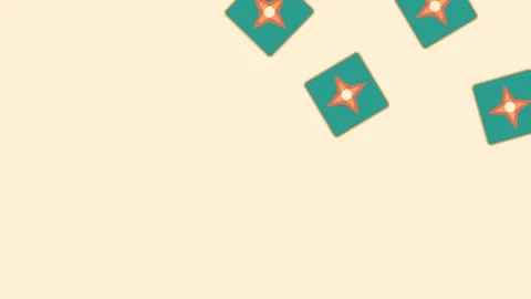 A collection of teal square tiles with orange star motifs on light yellow Stock Footage 336263390