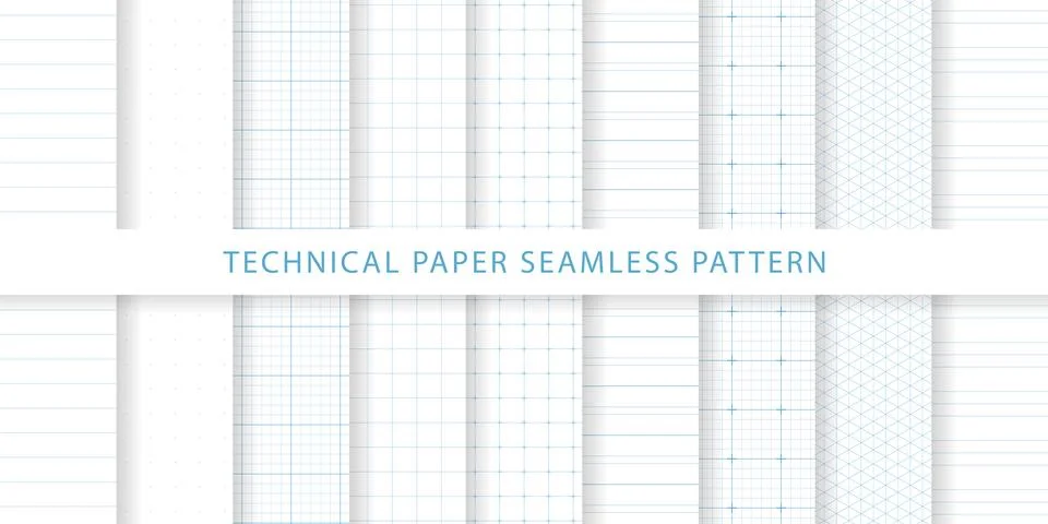 Collection of technical paper seamless pattern 스톡 일러스트