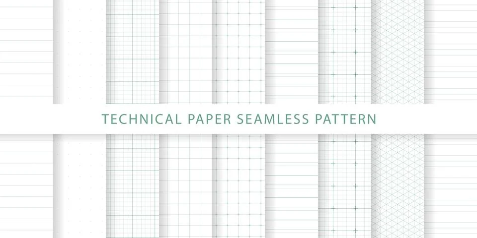 Collection of technical paper seamless pattern 스톡 일러스트