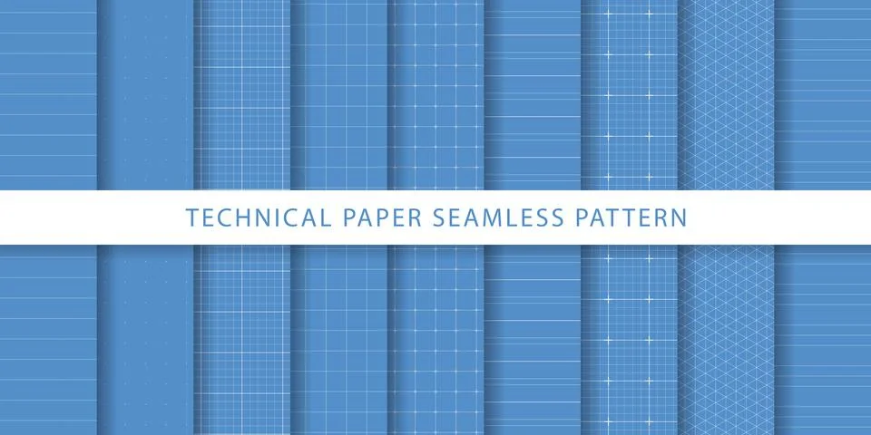 Collection of technical paper seamless pattern Stock Illustration