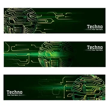 Collection of technological web banners Stock Illustration