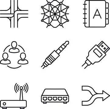 Collection of Technology and Network Icons. Stock Illustration