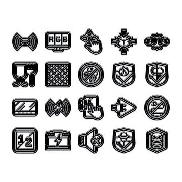 Collection of technology and security interface icons Stock Illustration