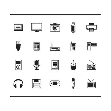 Collection Of Technology Icons Stock Illustration
