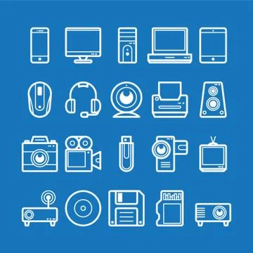 Collection Of Technology Icons Stock Illustration