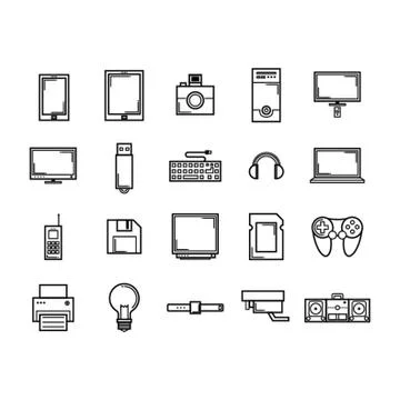 Collection Of Technology Icons Stock Illustration