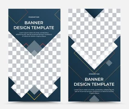 Collection templates of vector banners in orange and green on blue-gray Stock Illustration