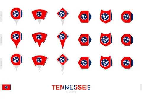 Collection of the Tennessee flag in different shapes and with three differe.. Stock Illustration