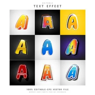 Collection of text effect vector designs Illustrazione stock