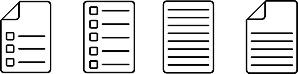 Collection Text page. Set of Document vector icon. Group Paper sign, Note p.. Stock Illustration