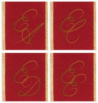 Collection of textile monograms design on a ribbon. EA, EC, ED, EE イラスト素材