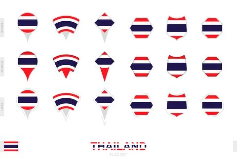 Collection of the Thailand flag in different shapes and with three differen.. Stock Illustration