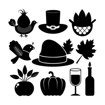 Collection of Thanksgiving icon set vector illustration Stock Illustration