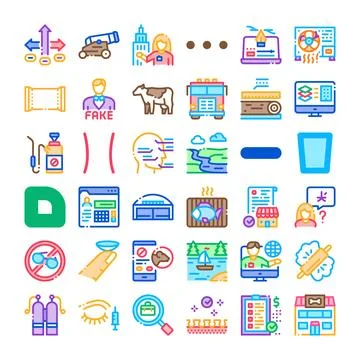 Collection of thin line color graphics vector icons Stockillustratie