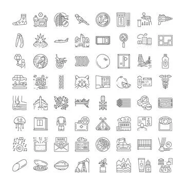 Collection of thin line flat color vector icons Stock Illustration
