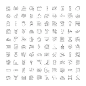 Collection of thin line icons representing various concepts Stock Illustration