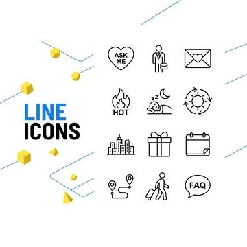 Collection of thin line icons representing business, lifestyle, and travel .. Ilustração Stock