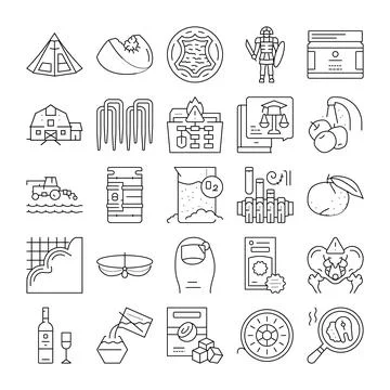 Collection of thin line icons for various industries Stock Illustration