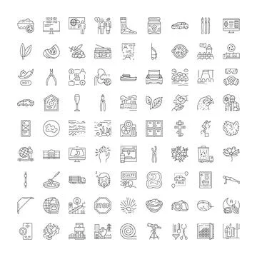 Collection of thin line icons for web 库存插图