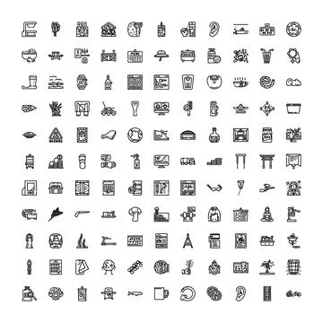 Collection of thin line icons for websites and applications Stock Illustration