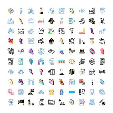 Collection of thin line isometric icons vector Stock Illustration