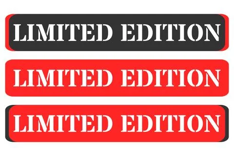 Collection of three bold limited edition labels in red and black Stock Illustration