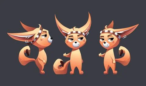Collection of three fox cubs giving a thumbs up Stock Illustration