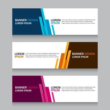 Collection three square horizontal business banner set templates. Clean mod.. Stock Illustration