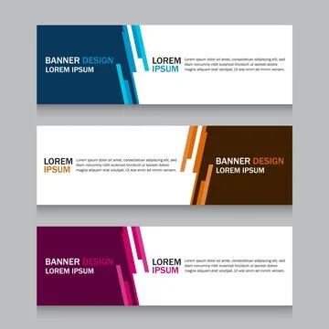 Collection three square horizontal business banner set templates. Clean mod.. Stock Illustration
