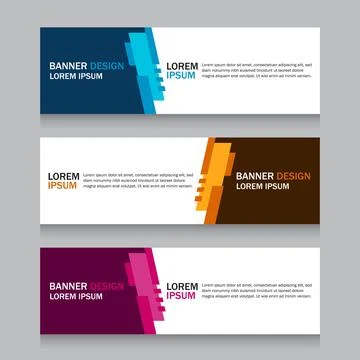 Collection three square horizontal business banner set templates. Clean mod.. Stock Illustration