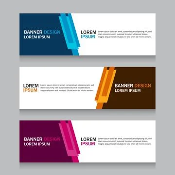 Collection three square horizontal business banner set templates. Clean mod.. Stock Illustration