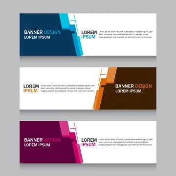 Collection three square horizontal business banner set templates. Clean mod.. Stock Illustration