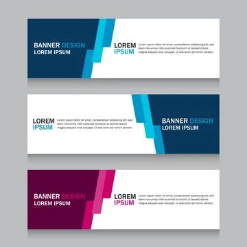 Collection three square horizontal business banner set templates. Clean mod.. Stock Illustration