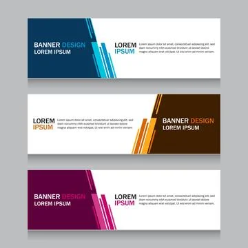 Collection three square horizontal business banner set templates. Clean mod.. Stock Illustration