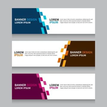Collection three square horizontal business banner set templates. Clean mod.. Stock Illustration