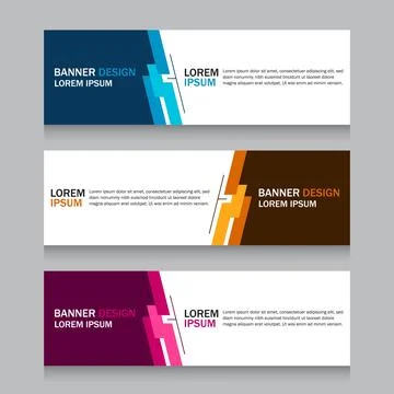 Collection three square horizontal business banner set templates. Clean mod.. Stock Illustration