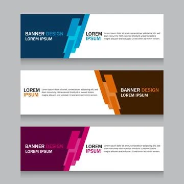 Collection three square horizontal business banner set templates. Clean mod.. Stock Illustration