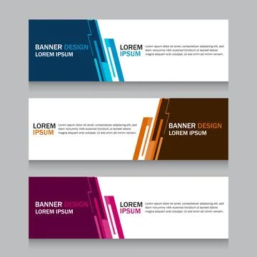 Collection three square horizontal business banner set templates. Clean mod.. Stock Illustration