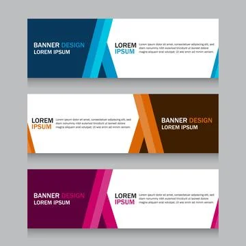 Collection three square horizontal business banner set templates. Stock Illustration