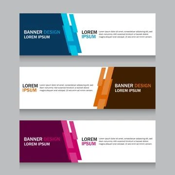 Collection three square horizontal business banner set templates. Stock Illustration