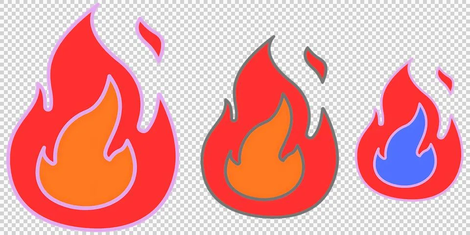 A collection of three stylized flames decreasing in size, featuring red, or.. Illustrazione stock