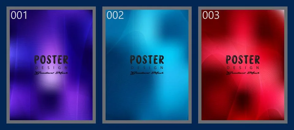 A collection of three vertical poster designs featuring smooth gradient mesh  스톡 일러스트