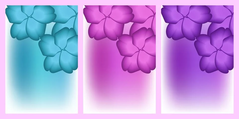 A collection of three vertical rectangular backgrounds featuring stylized flo 스톡 일러스트
