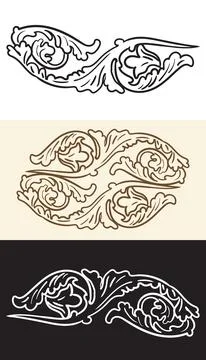 Collection of three vintage elements for design vector illustration Stock Illustration