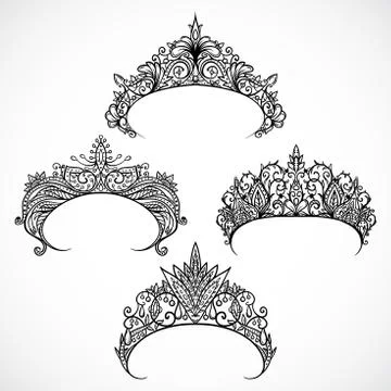 Collection of tiaras. Stock Illustration