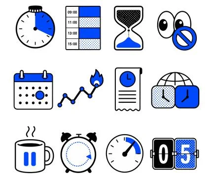 Collection of Time and Schedule Icons Stock Illustration