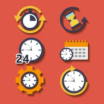 Collection time clock hour plan service work Stock-Illustration