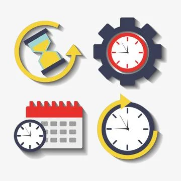 Collection time clock hour plan service work Stock-Illustration
